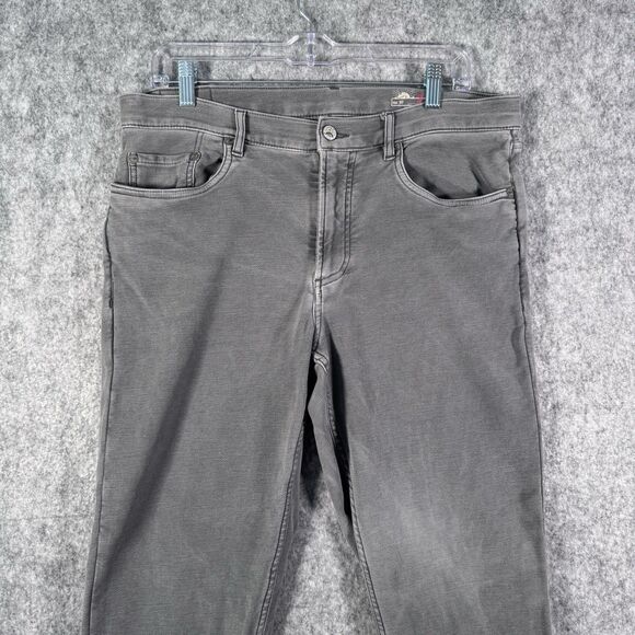 Faherty Stretch Terry 5-Pocket Pants Mens 33x30 Gray Performance Stretch - Picture 2 of 16